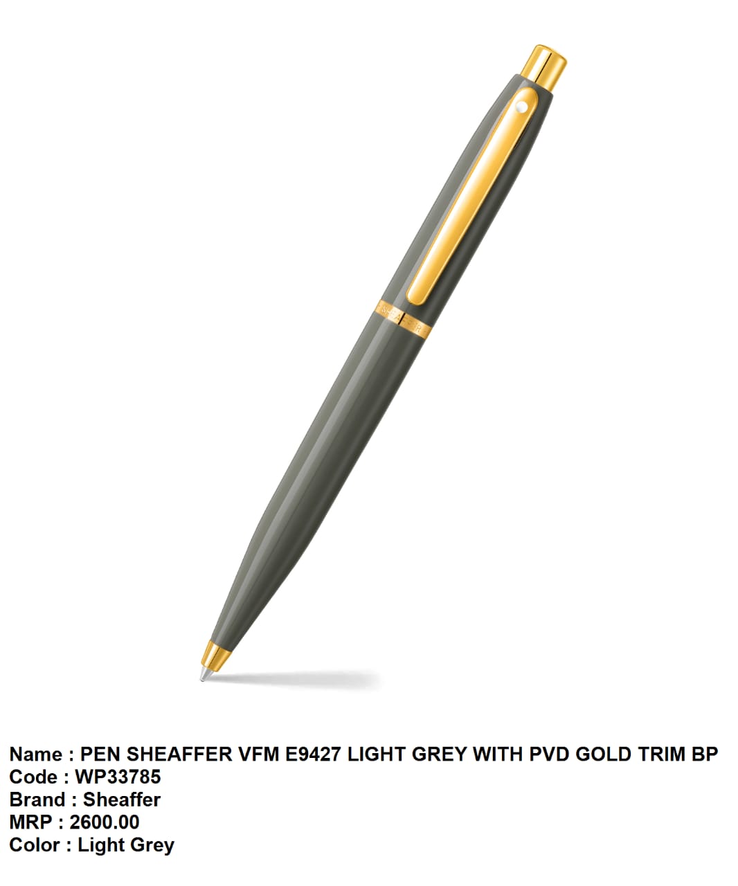 Pen sheaffer vfm E9427 light grey with pvd gold trim bp